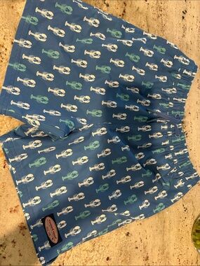 Vineyard Vines Light Blue Lobster Print Swim Shorts